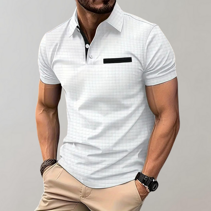 Paolo - Modna koszulka polo dla mężczyzn-Biały-S-Trend Polska
