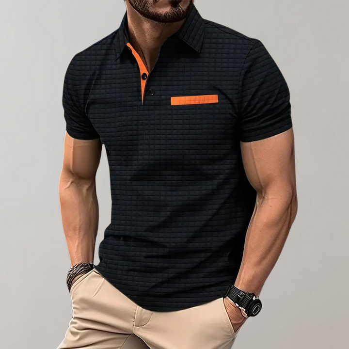 Paolo - Modna koszulka polo dla mężczyzn-Czarny-S-Trend Polska