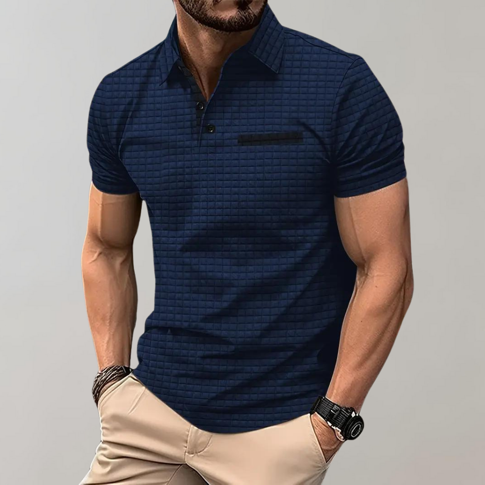 Paolo - Modna koszulka polo dla mężczyzn-Granatowy-S-Trend Polska