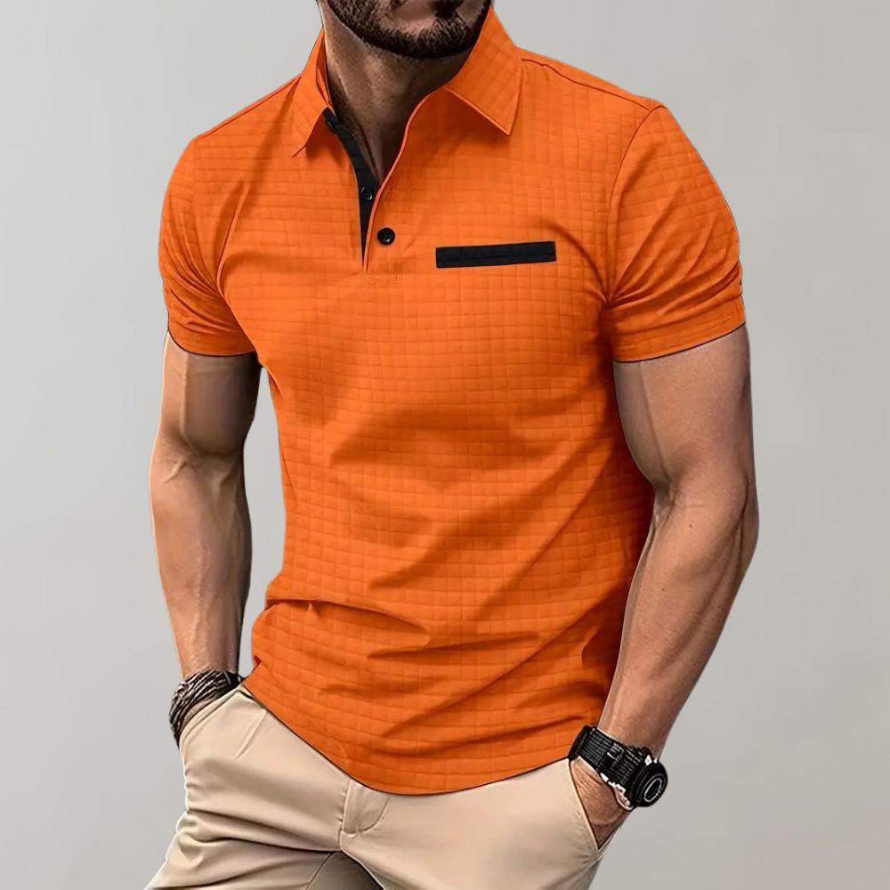 Paolo - Modna koszulka polo dla mężczyzn-Pomarańczowy-S-Trend Polska