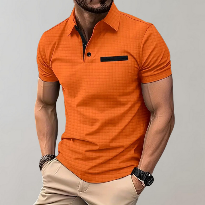 Paolo - Modna koszulka polo dla mężczyzn-Pomarańczowy-S-Trend Polska