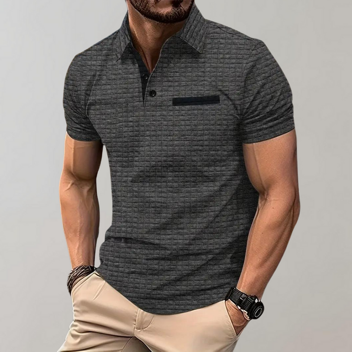 Paolo - Modna koszulka polo dla mężczyzn-Szary-S-Trend Polska
