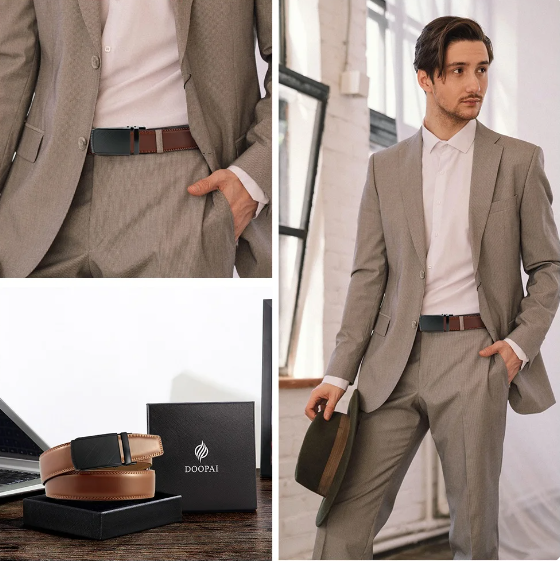 Pasek męski z automatycznym zapięciem - Eleganzio-Czarny 1-115cm-Trend Polska