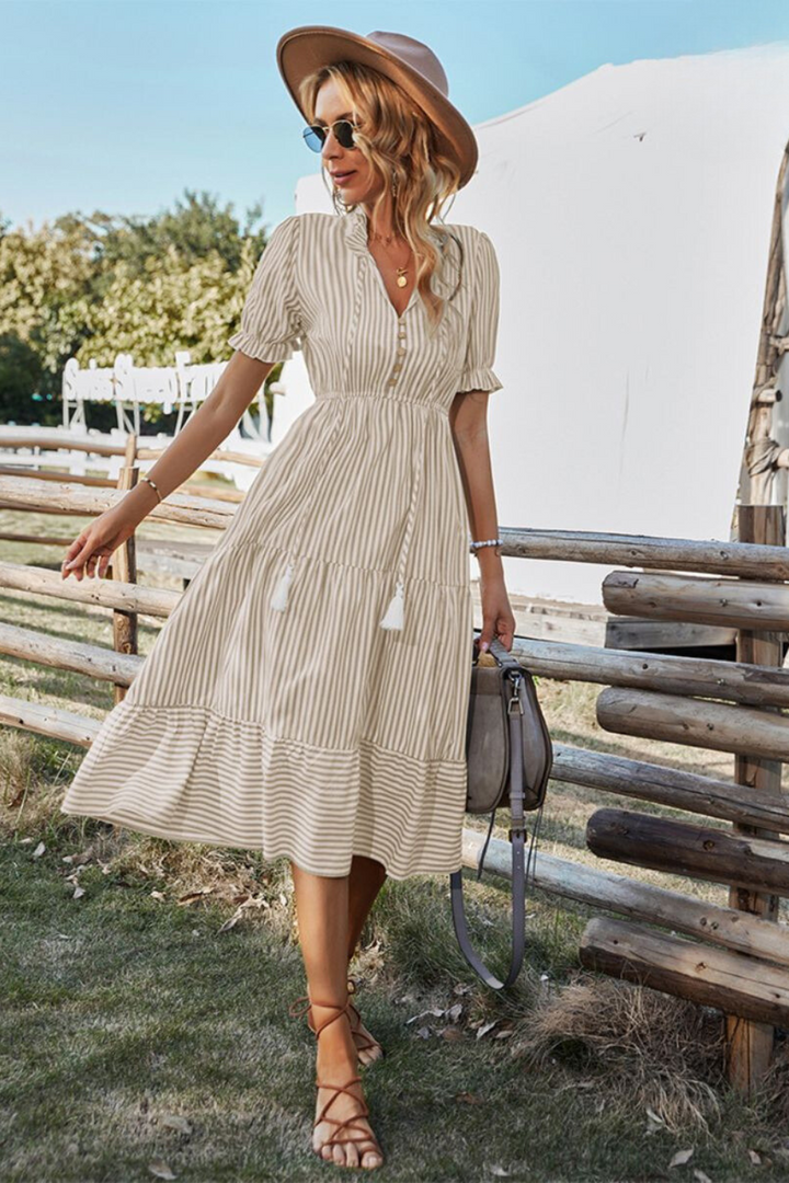 Paski letnia midi sukienka - Amira-Róża-S-Trend Polska