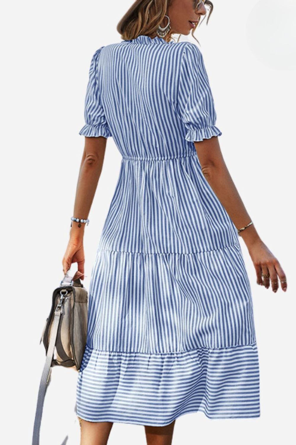 Paski letnia midi sukienka - Amira-Róża-S-Trend Polska