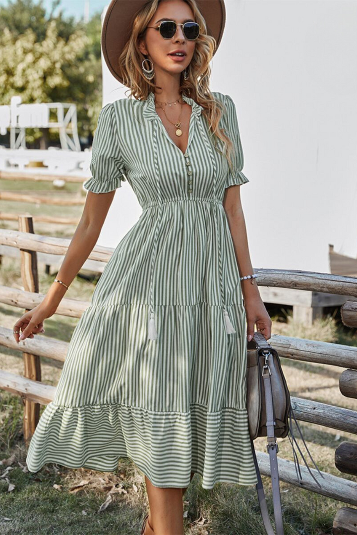 Paski letnia midi sukienka - Amira-Zielony-S-Trend Polska