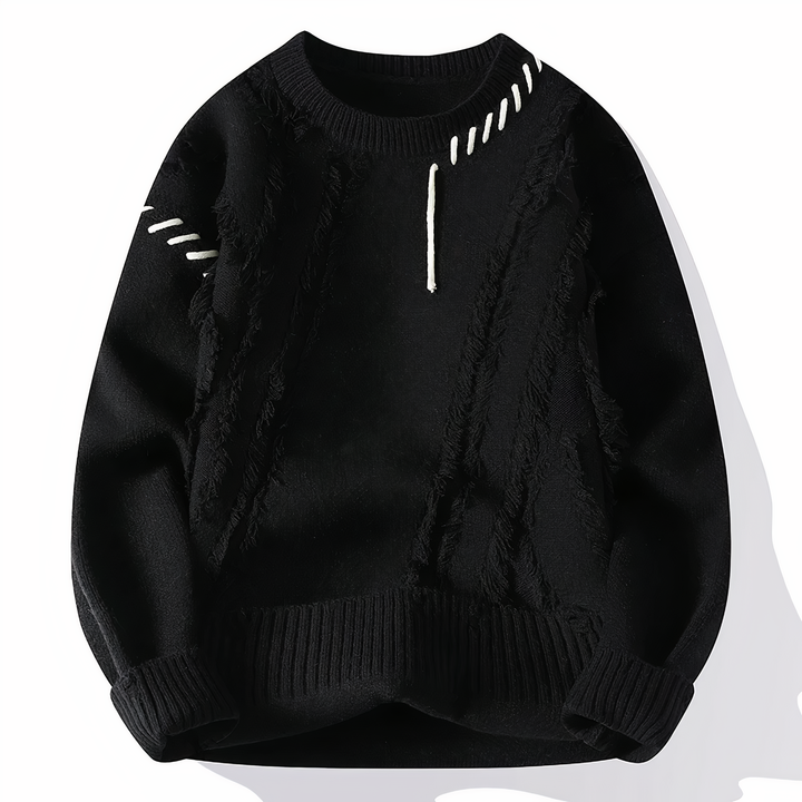 Patchwork sweter męski - Jasper-Czarny-XS-Trend Polska