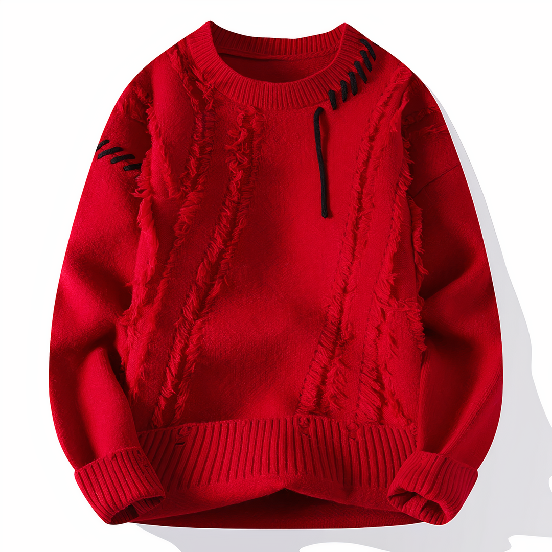 Patchwork sweter męski - Jasper-Czerwony-XS-Trend Polska