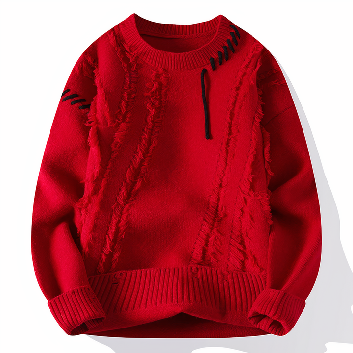 Patchwork sweter męski - Jasper-Czerwony-XS-Trend Polska