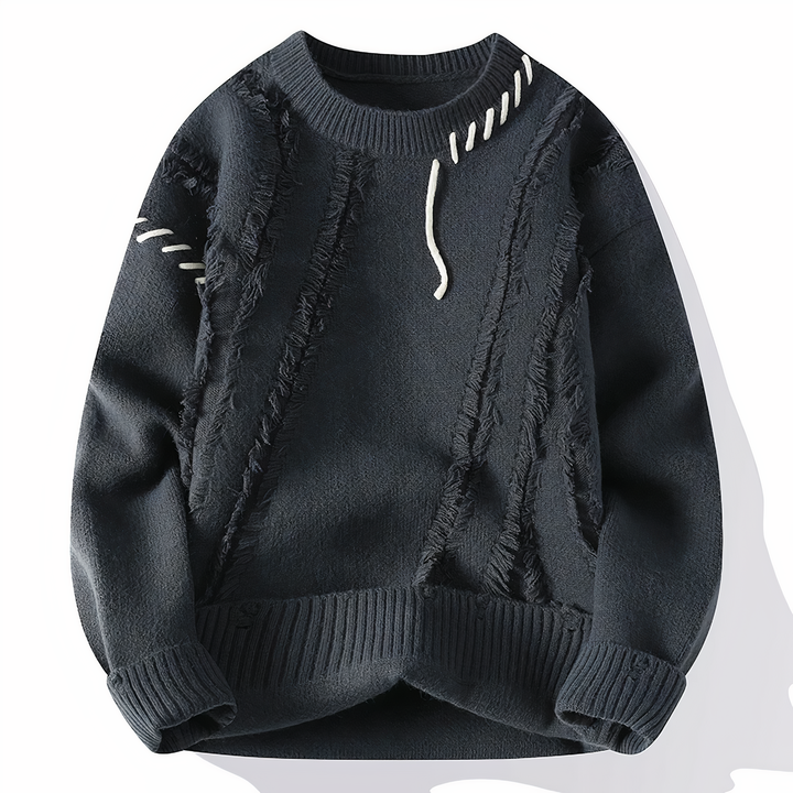 Patchwork sweter męski - Jasper-Szary-XS-Trend Polska