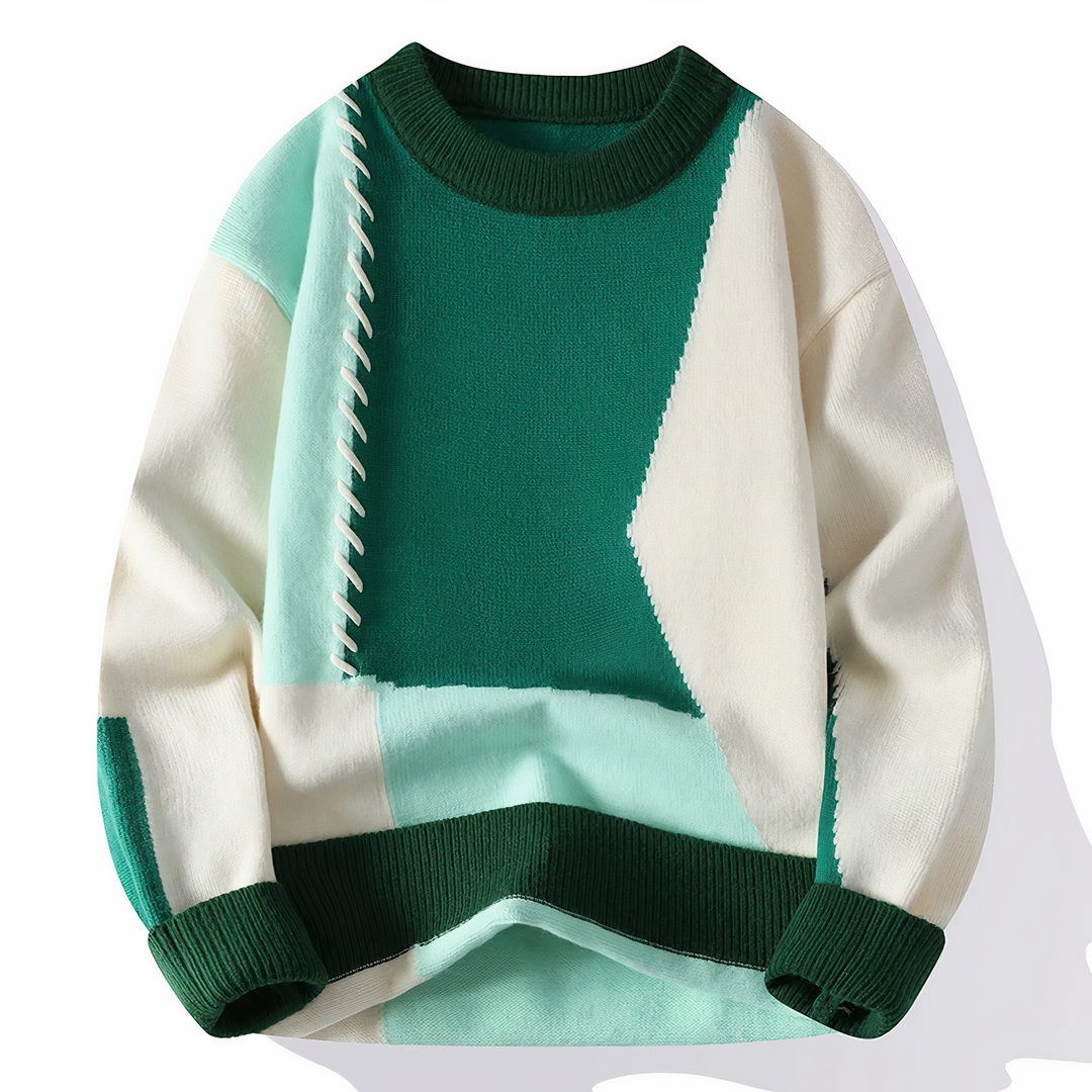 Patchwork sweter męski - Jasper-Witgroen-XS-Trend Polska