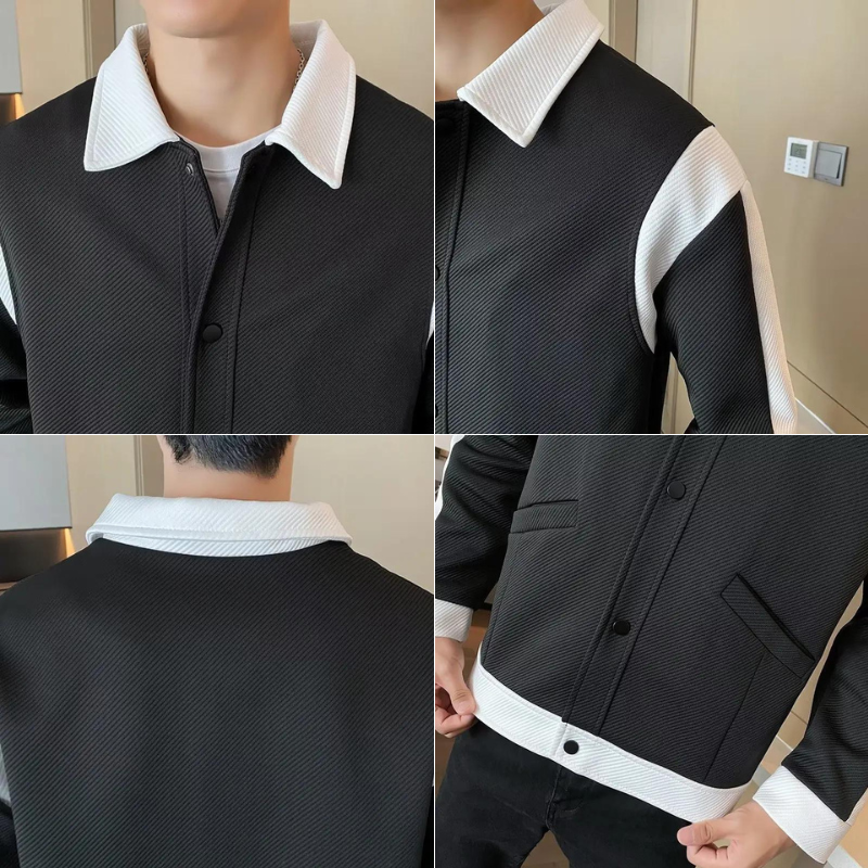 Patchworkowa kurtka męska – Alessandro-Czarny-S-Trend Polska