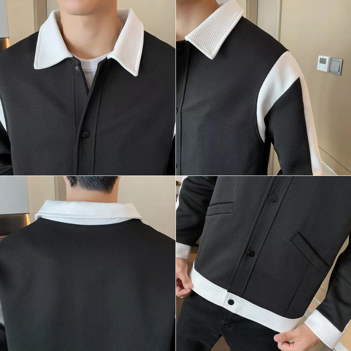Patchworkowa kurtka męska – Alessandro-Czarny-S-Trend Polska