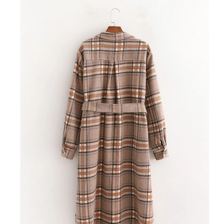 Sukienka w kratę na jesień z paskiem – Elodie