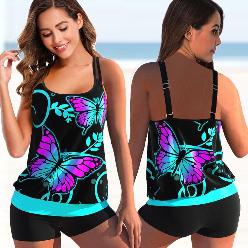 Plus Size Tankini na Plażę i Basen - Marielle-Czarny - Motyle-S-Trend Polska