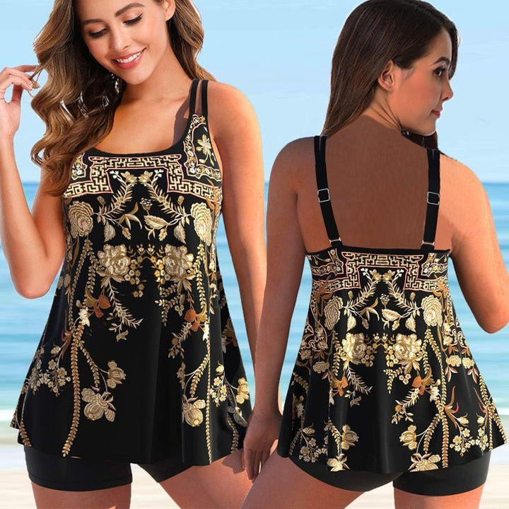 Plus Size Tankini na Plażę i Basen - Marielle-Żółty-S-Trend Polska