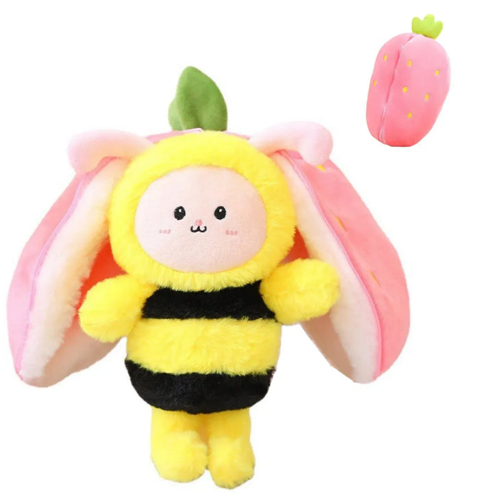 Pluszowa zabawka, która zmienia się w owocową przytulankę - BerryBunny-Bee - truskawka-20cm (7,9 cala 0,2kg)-Trend Polska