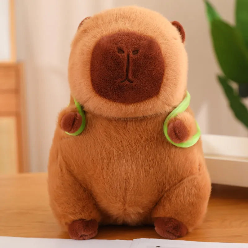 Pluszowy Kapibara z Plecakiem w Kształcie Żółwia – TurtleBuddy-Brązowy-23cm (0.2kg)-Trend Polska