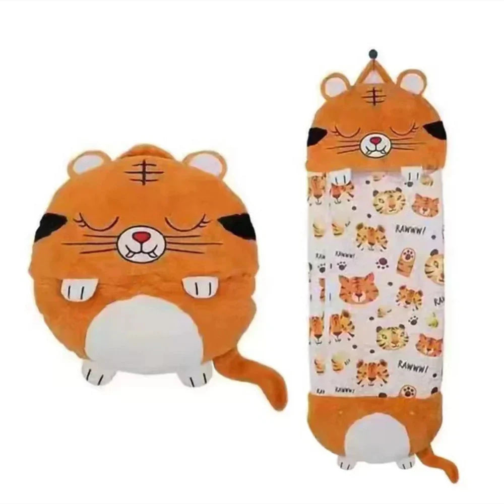 Pluszowy Przyjaciel i Śpiwór w Jednym - SnoozeBuddy-Brązowy Tygrys-Mały （135×50cm）-Trend Polska