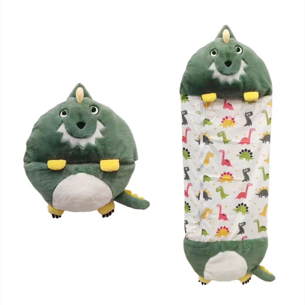 Pluszowy Przyjaciel i Śpiwór w Jednym - SnoozeBuddy-Zielony Dinozaur-Mały （135×50cm）-Trend Polska