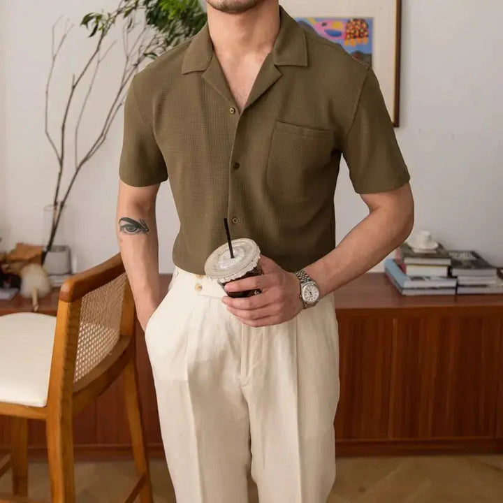 Podstawowa męska koszula – Nolan-Khaki-S-Trend Polska