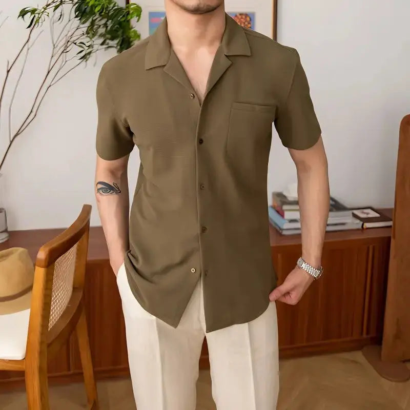 Podstawowa męska koszula – Nolan-Khaki-S-Trend Polska