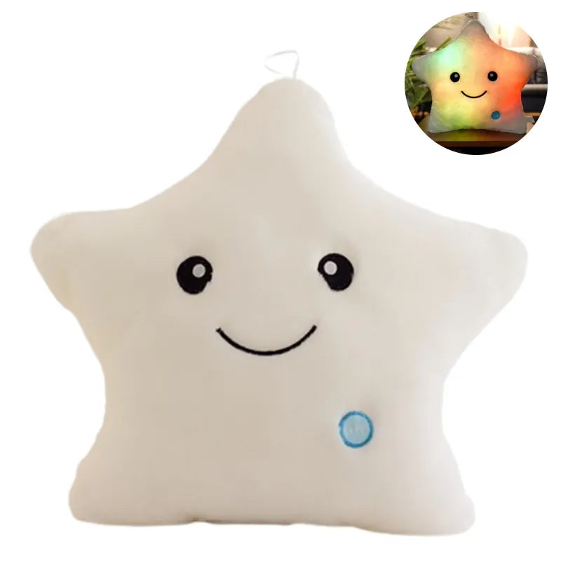 Poduszka przytulanka LED w kształcie gwiazdy dla dzieci - StarGlow-Biały-25cm-Trend Polska
