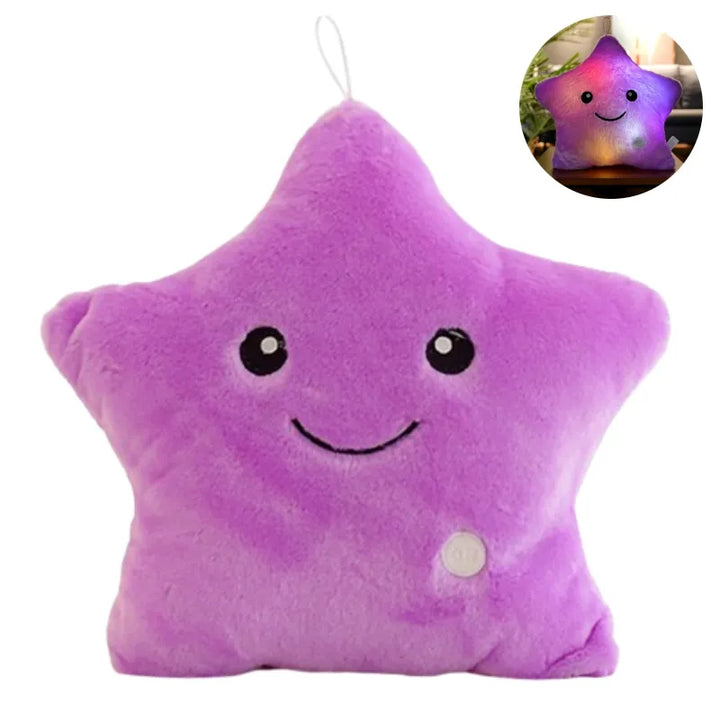 Poduszka przytulanka LED w kształcie gwiazdy dla dzieci - StarGlow-Fioletowy-25cm-Trend Polska