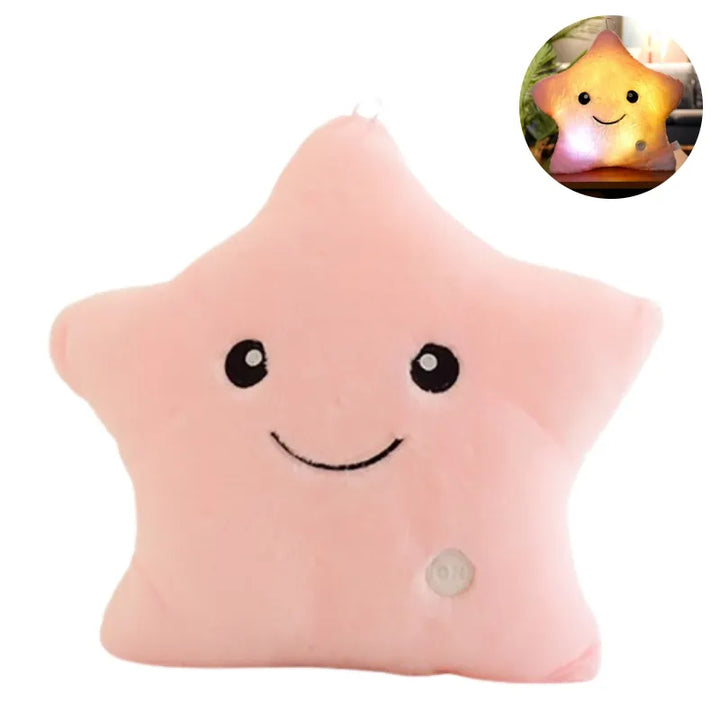 Poduszka przytulanka LED w kształcie gwiazdy dla dzieci - StarGlow-Różowy-25cm-Trend Polska