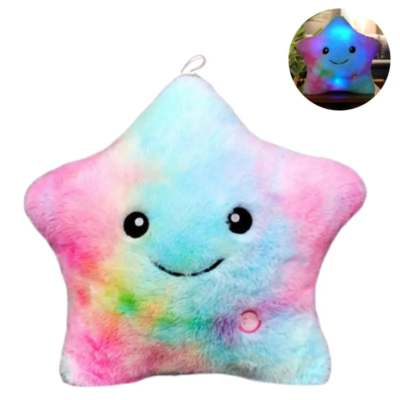 Poduszka przytulanka LED w kształcie gwiazdy dla dzieci - StarGlow-Tęcza-25cm-Trend Polska