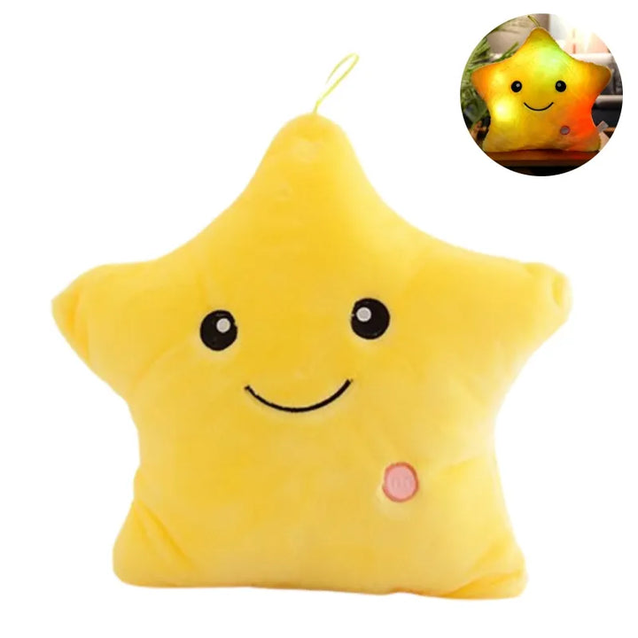 Poduszka przytulanka LED w kształcie gwiazdy dla dzieci - StarGlow-Żółty-25cm-Trend Polska