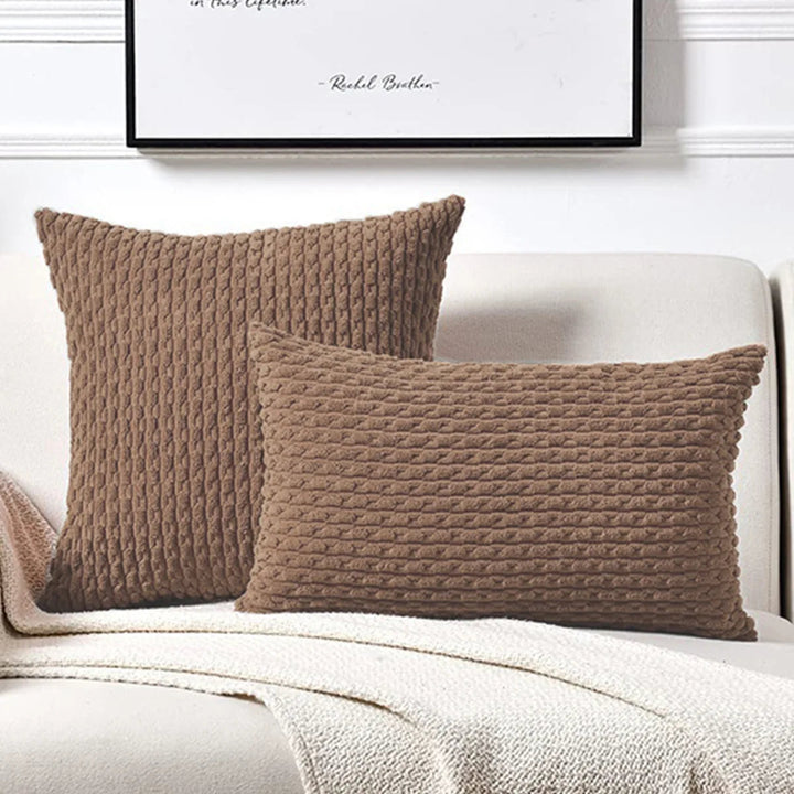 Pokrowce na poduszki z korduroy w stylu boho – Velvia-Brązowy-40x40CM-Trend Polska