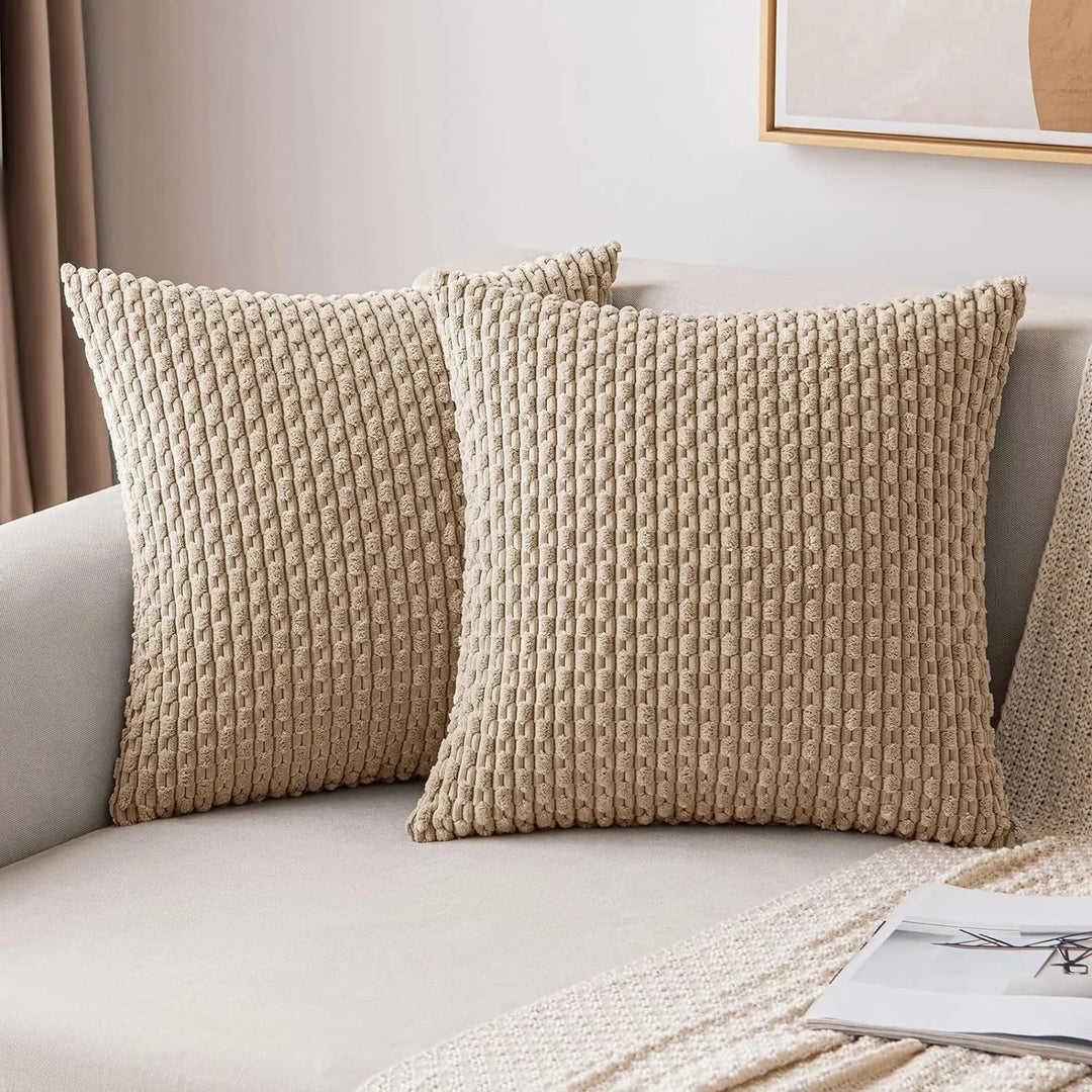Pokrowce na poduszki z korduroy w stylu boho – Velvia-Khaki-40x40CM-Trend Polska