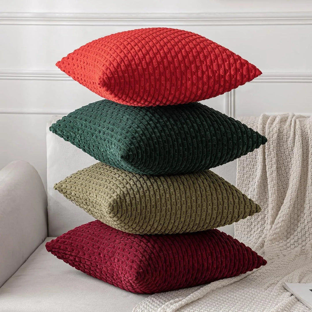 Pokrowce na poduszki z korduroy w stylu boho – Velvia-Khaki-40x40CM-Trend Polska
