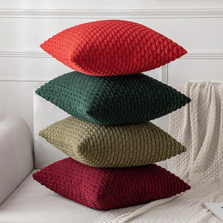 Pokrowce na poduszki z korduroy w stylu boho – Velvia-Khaki-40x40CM-Trend Polska