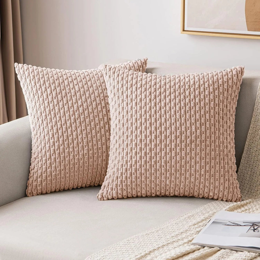 Pokrowce na poduszki z korduroy w stylu boho – Velvia-Khaki-40x40CM-Trend Polska