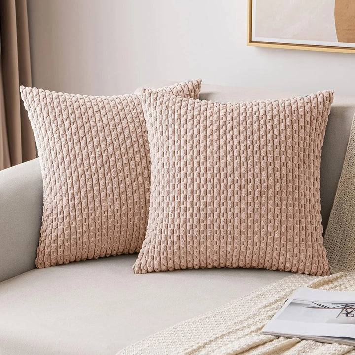 Pokrowce na poduszki z korduroy w stylu boho – Velvia-Khaki-40x40CM-Trend Polska