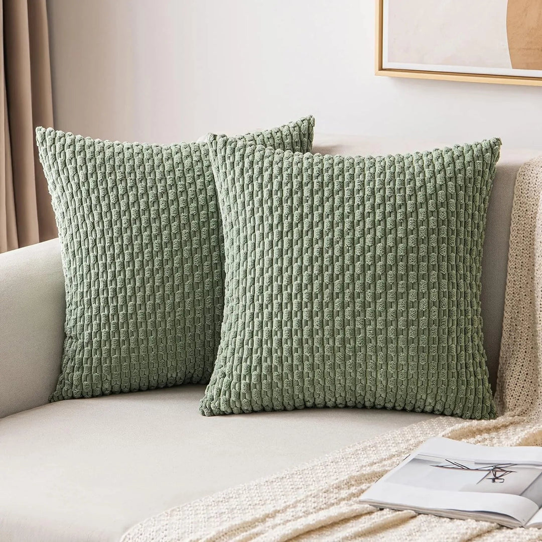 Pokrowce na poduszki z korduroy w stylu boho – Velvia-Zielony-40x40CM-Trend Polska