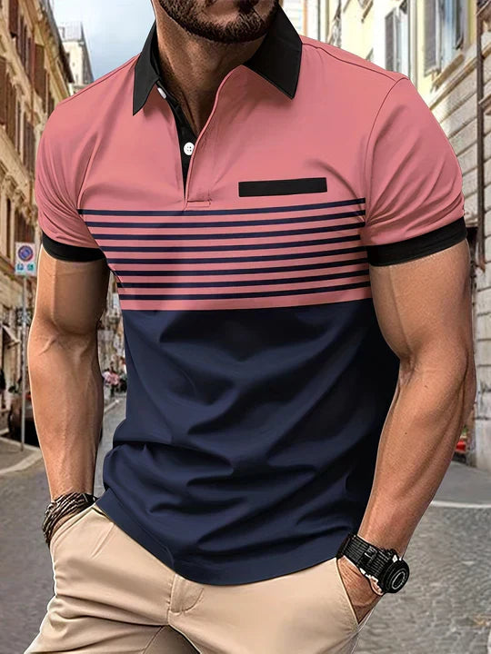 Polo letnie w paski dla mężczyzn – Damian-Róża-XS-Trend Polska