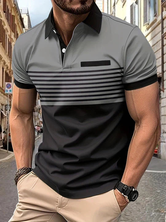 Polo letnie w paski dla mężczyzn – Damian-Szary-XS-Trend Polska