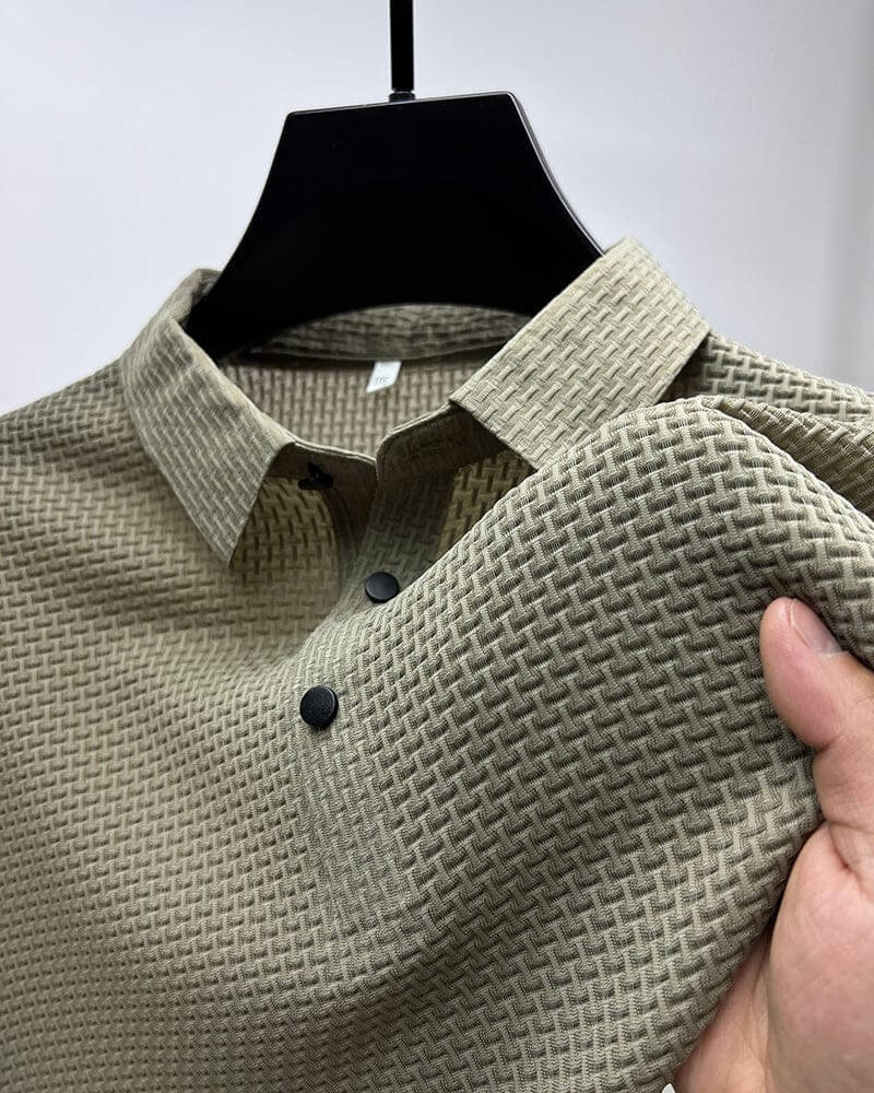 Polo męskie z oddychającej siateczki – Matteo-Khaki-M-Trend Polska