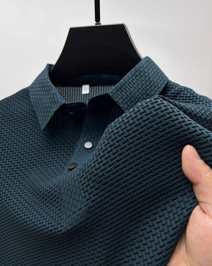 Polo męskie z oddychającej siateczki – Matteo-Niebieski-M-Trend Polska