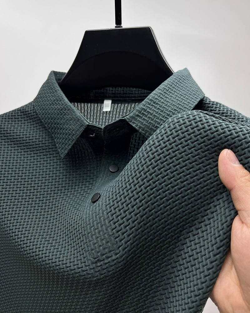 Polo męskie z oddychającej siateczki – Matteo-Zielony-M-Trend Polska
