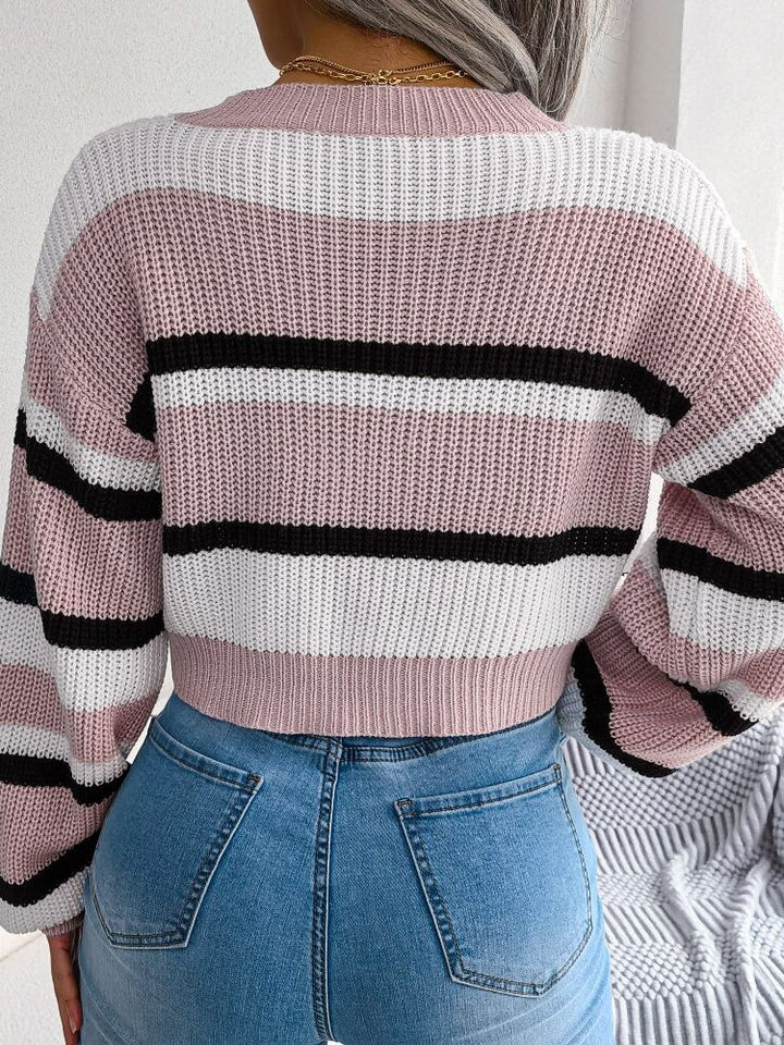 Prążkowany Krótki Sweter – Emory-Jasnoniebieski-S-Trend Polska