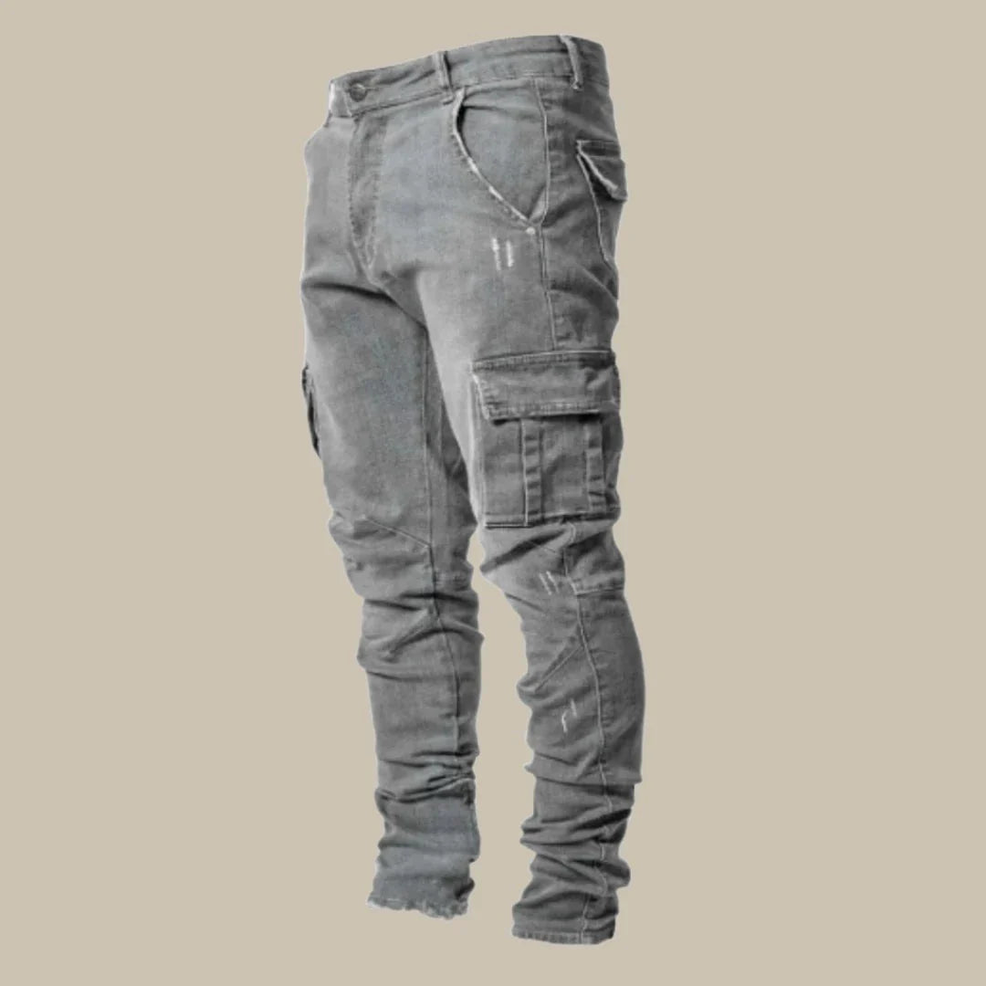 Premium Stretch Cargo Jeans dla Mężczyzn - Orion-Szary-S-Trend Polska