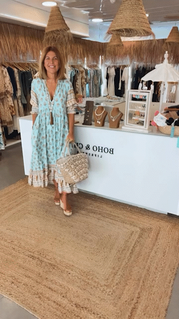 Promienista letnia sukienka – Fleur-Niebieski-S-Trend Polska