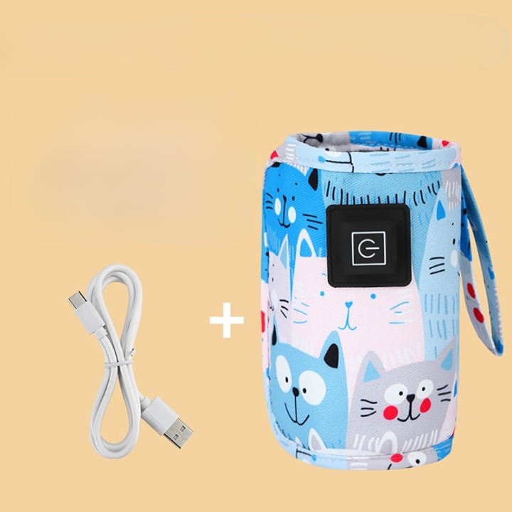 Przenośna podgrzewacz butelek USB – WarmEase-Niebieski-Trend Polska