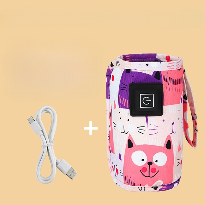 Przenośna podgrzewacz butelek USB – WarmEase-Różowy-Trend Polska