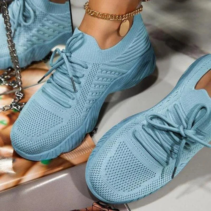 Przepuszczające powietrze damskie chunky sneakersy z sznurówkami – Saphira-Błękitny-35-Trend Polska