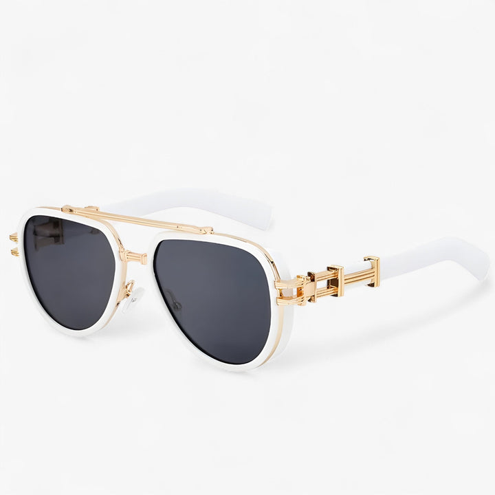 Przesadna okulary przeciwsłoneczne w stylu steampunk z polaryzowanymi soczewkami – Arclight-Biały Szary-Trend Polska